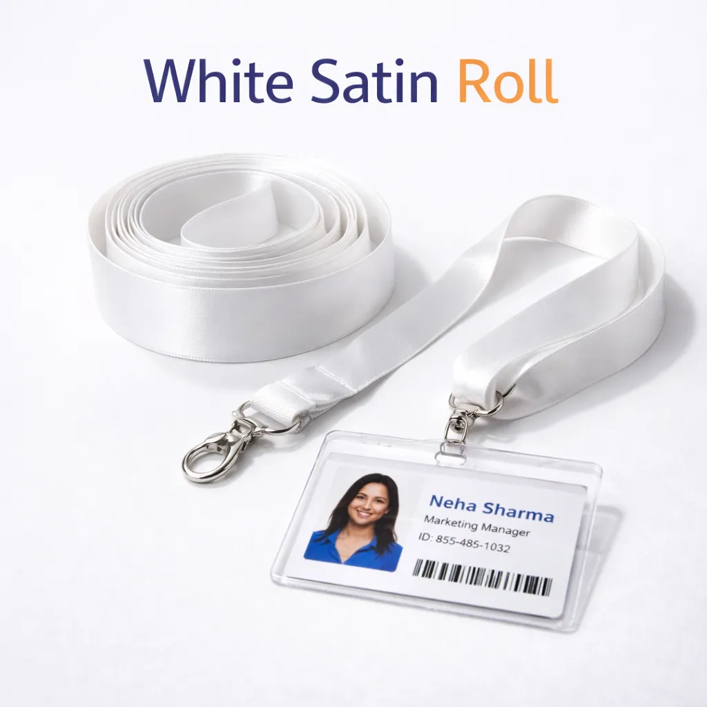 White Satin Lanyard Roll